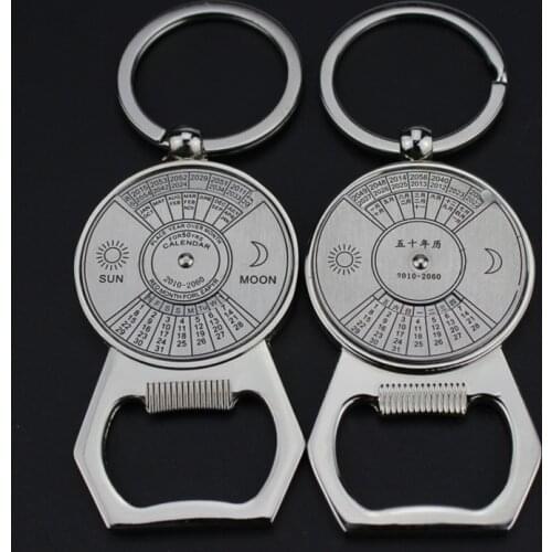 50 Years Calendar Key Chains Multifunction Astrology Beer Botter Opener KeyChains Car Bag Pendant Keyring Holder Gift Jewelry