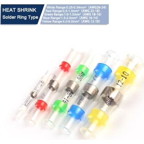 50PCS Waterproof Heat shrink Electrical Car Wire Connector Solder Seal Terminals Block Cable Insulated Butt Splices Terminal