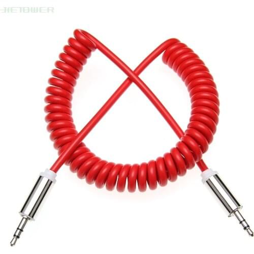 500pcs 3.5mm Stretch elastic Retractable Aux Cable Mobile Phone Audio Cable Male to Male Spring Cable for Sumsung/Car Red Blue