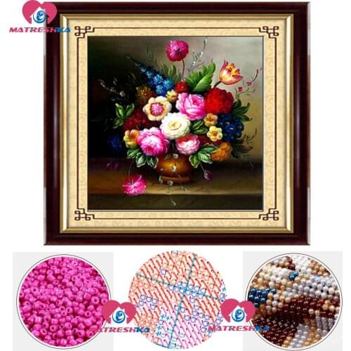 56x62cm beadwork bead embroidery Flowers cross stitch patterns beadwork schemes picture beading set of beads for needlework