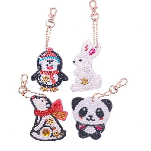 5D diamond painting cute animal DIY rabbit keychain diamond bag pendant jewelry mosaic home decoration pattern handmade gift