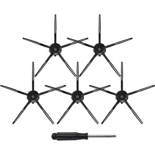 6PCS Spare Kits Cleaning Brush Black Side Brush for Roborock S6 T6 S5 MAX S6 S61 S65 S5 S55