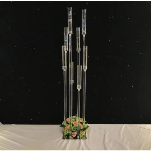 Acrylic Candelabra 8 Heads / Arms Candle Holders Wedding Table Centerpiece Flower Stand Holder Candelabrum Party Home Decor