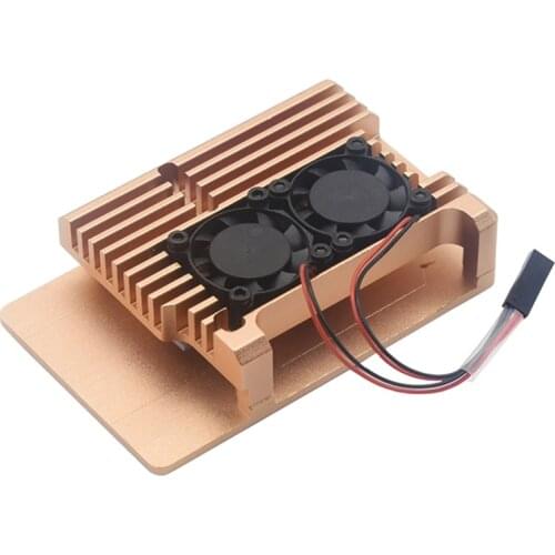 Aluminum Case for Raspberry Pi 4B Auto Cooling Metal Case with Heatsink Thermal Adhesive and Dual Fans