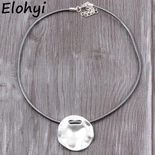 ELOHYI Big Round Leather Rope High Quality Simple Choker Necklace For Women Fashion Jewelry Gift