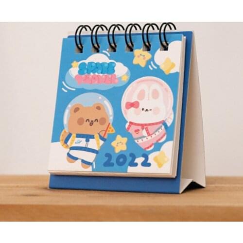 Paper Calendar Cute Cartoon Mini 2021-2022 Daily Scheduler Table Planner Organizer School Supplies