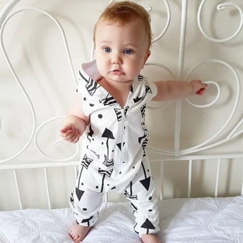 2020 Summer Newborn Baby Boys Sleeveless Hooded Romper Jumpsuit Baby Clothes Casual Outfits