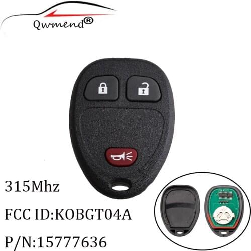 QWMEND 3Buttons Remote key For KOBGT04A 15777636 315Mhz For Chevrolet HHR Uplander Pontiac Montana SV6 Saturn Relay For Buick
