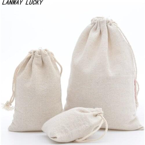 Jute Cotton Drawstring Bags for Favors Christmas Gift bag Rustic/Folk/Americana/Country-Christmas 10x13cm or 4x5" Pack of 50