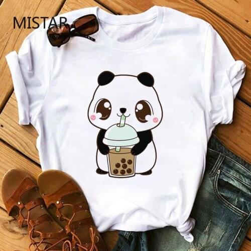 Kawaii t shirts Summer Graphic Tees Women Fashion Printed Bubble Tea Women White Tops Funny Cute cartoon t shirt Female 2020