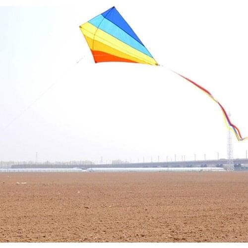 Colorful Rainbow Kite Long Tail Polyester Outdoor Kites Line Surf Flying Control Kite For Children 100m Toys With Bar Kids U4T9