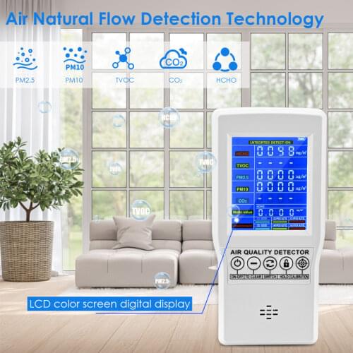 Air Quality Detector Co2 Tester HCHO/TVOC/PM2.5/PM10 Air Monitor Handheld LCD Digital Color Screen Formaldehyde Accurate Tester