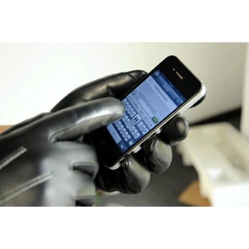 Screen Gloves For Men 100% Genuine Leather Glove For Smart phone XL L M
