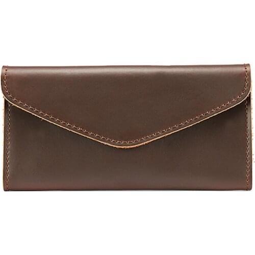 Genuine Leather Men Wallet Long Section Men Cowhide Hasp Male Portomonee Coin Purse Vintage Brand Carteira Brown Cell Phone Bag