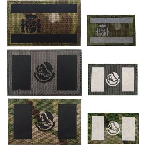 3D Embroidery Armband Spain Mexico Infrared IR Flag Badge Camouflage Military Tactical Morale Chapter Denim Jacket Hat Icon