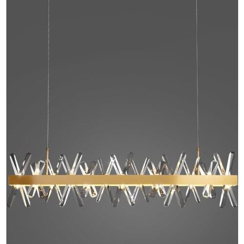 New Modern Crystal Chandelier For Dining Room Single Rectangle Suspension Wire Kitchen Island Bar Lighting Fixture LED Home Lamp