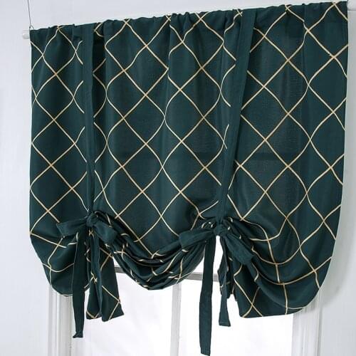 New Geometric Embroidery Waterproof Roman Curtain Nordic Semi Shade Window Curtains Kitchen Curtain