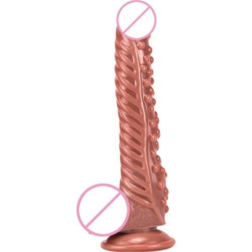 Newest! Spiral Thread Granular Dildo With Suction Cup Female Masturbation Penis Male Prostate Massage Anal Plug Adult Products