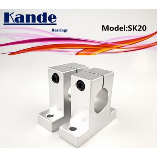 Kande Bearings 2pcs SK20 20mm linear shaft support for 3D printers sliding SK20 20mm
