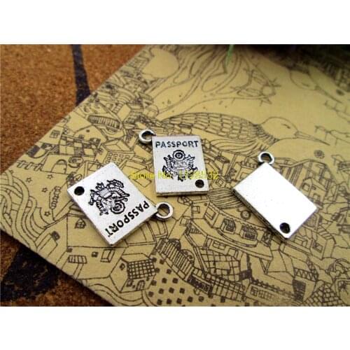 75pcs passport Charms Antiqued Silver Tone trust charm pendants 18x15mm