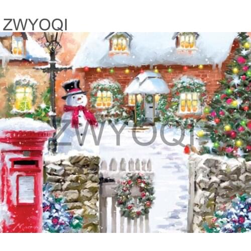 Full Square Diamond mosaic Snowman post Full Round Diamond painting Snowman post 5D DIY Diamond embroidery Cross stitch Snowman
