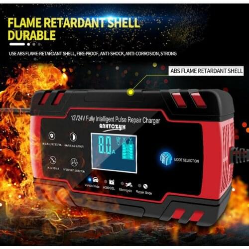 12V/24V Full Automatic Car Battery Charger Power Pulse Repair Chargers Wet Dry Lead Acid Battery-chargers Emergency Jump Starter