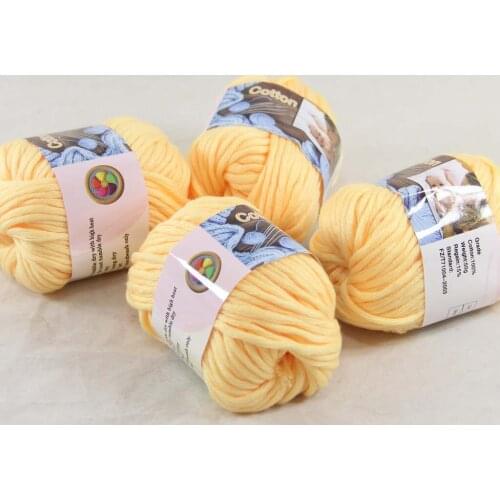 Sale 4 Ball x 50g Super Soft Pure Cotton Chunky Shawl Hand Knitting Womens Yarn Lemon 422-25-4
