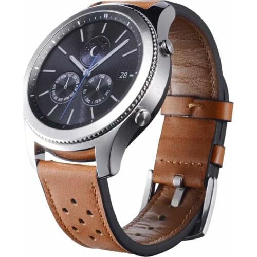 Genuine Leather Watchband for Samsung Gear S3 Classic Frontier 22mm Hole Bracelet for Samsung Galaxy Watch 46mm Strap Watch Band