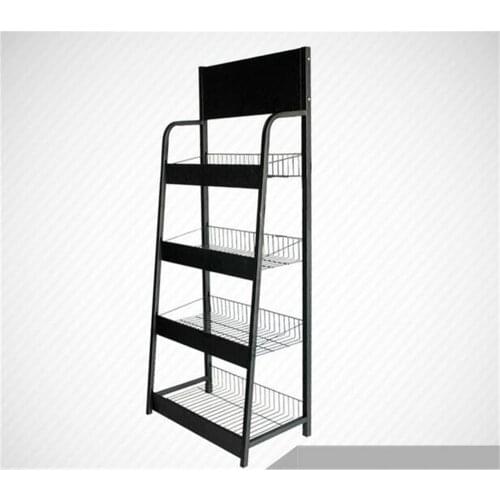 Retail store shop supermarket merchandish bread drink snack toy holder collection shelf floor display rack metal4 layers
