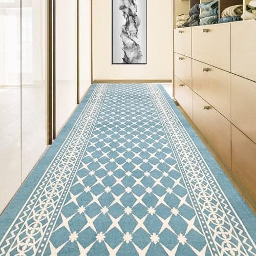 Nordic Blue Hallway Carpet Area Rugs Bedroom Living Room Floor Mats Corridor Carpet Home Hotel Wedding Aisle Rugs Kitchen Mat