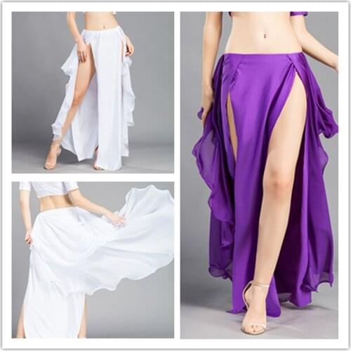 Three-tier Skirt Three-tier Chiffon Curling Belly Dance High-end Skirt without Waist Belt 12 colors Belly Dance skirt