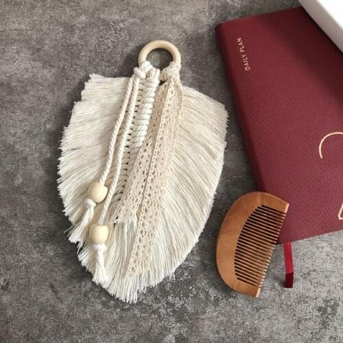 Macrame Cotton Rope Hand-woven Hanging Leaf Tapestry Wall Hanging Car Ornaments Door Pendant Gothic Home Decor