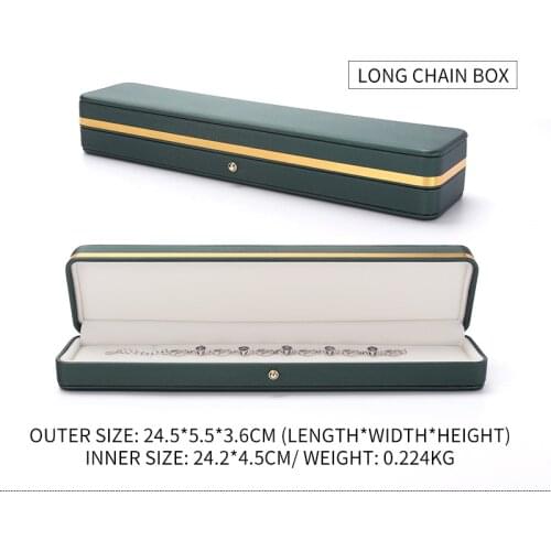 Green Pu Leather Necklace Jewelry Packaging Gift Box For Luxury Women Wedding Ring Bracelet Earring Showcase Jewellery Organizer