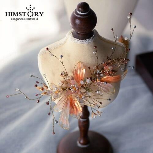 HIMSTORY Handmade Crystal Flower Tiara Rhinestone Beads Headband Bridal Hair Accessories Wedding Party Evening Dress Hairband