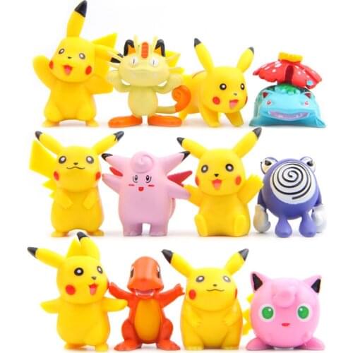 12pcs/lot Takara Tomy Pokemon Pikachu Snorlax Dragonite Jigglypuff Action Figures Model Toys Home Decor Children Kids Gifts
