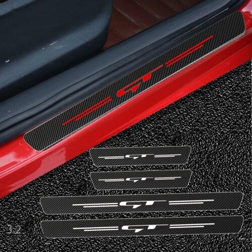 4pcs Carbon Fiber Door Sill Guards Sticker for Kia Rio 4 3 Forte Ceed Stinger Soul Cerato Sorento Picanto Stonic GT GTLINE 2020