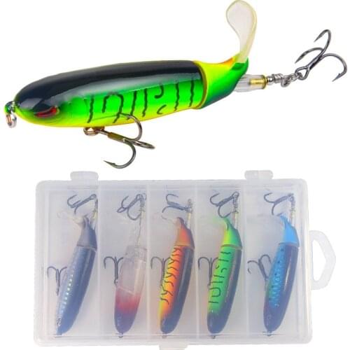 5pcs/set Luya Fishing Bait 13.2g/11cm Propeller Tractor Hard Bait Floating Water Rotating Pencil