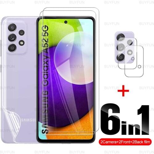 6-in-1 camera film for samsung a52 5G HD front tempered glass + back hydrogel film for samusng galaxi a32 a72 a42 5G a12 m12