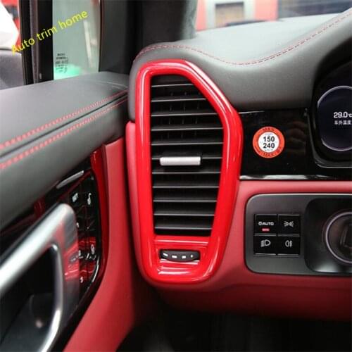 Side Air Conditioning AC Outlet Vent Frame Cover Trim ABS Fit For Porsche Cayenne 2018 2019 2020 2021 Red / Carbon Fiber Look