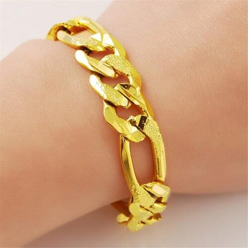 Bracelets for Men 24K Gold Tone Cuban Curb Figaro Snake Link Chains Women Bracelet Jewelry Gift