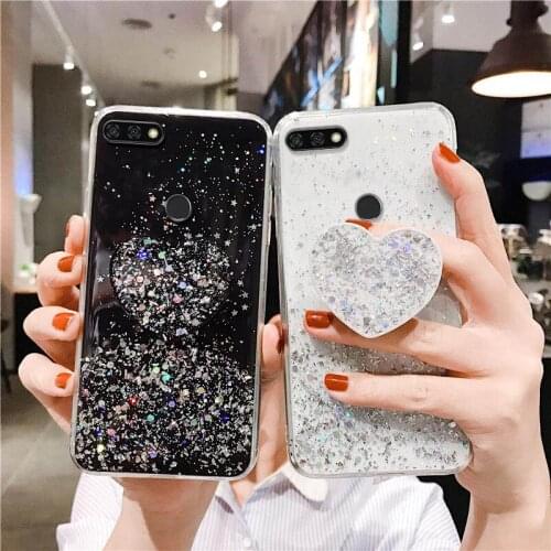 Case For Huawei Honor 7A 7C Pro Cases Luxury Bling Glitter Heart Holder Cover for Huawei Honor 7 A 7 C RU Pro Honor7A Cover Capa