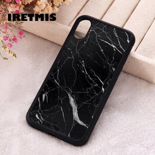 Iretmis 5 5S SE 2020 phone cover cases for iphone 6 6S 7 8 Plus X Xs Max XR 11 12 MINI Pro Soft Silicone TPU Black Marble