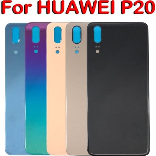 For Huawei P20 Back Battery Glass Cover Panel Rear Door Case For Huawei P20 Back Cover Housing With Camera Lens
