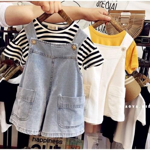 2021 Baby Girls boys Denim Overalls Shorts Pants Girls Kids Spring Autumn Summer Casual Overall Jeans Pant Children Clothes