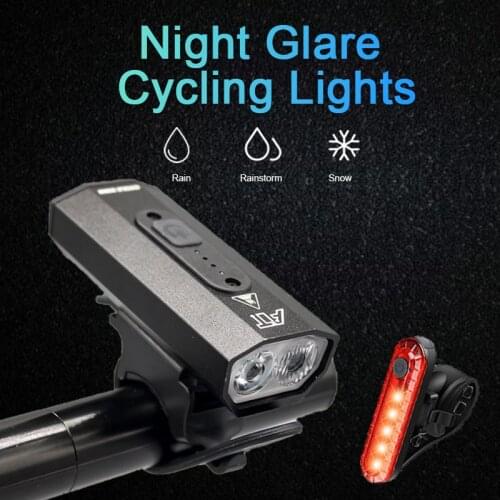 1500mAh Bike Light Set USB Rechargeable LED Bicycle Front Rear Light Headlight MTB Bicycle Lamp Flashlight Bike Accessories