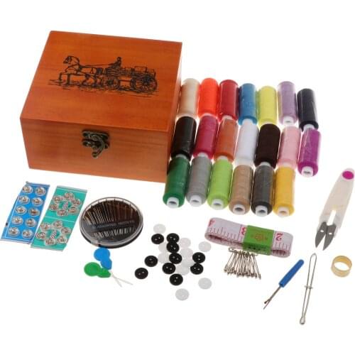 Professional Sewing Kit with Wooden Box with for Sewing Emergencies Mending