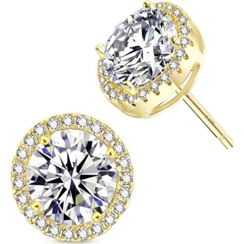 Exquisite Resplendent Circular Cutting CZ Crystal Stud Earring for Women Elegant Wedding Engagement AAA Zircon Earring Jewelry