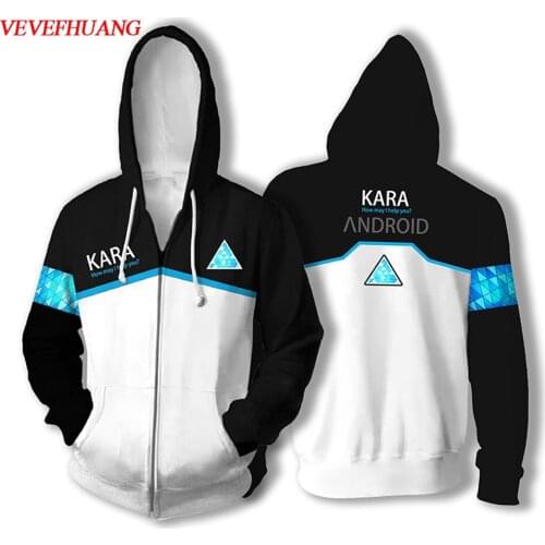 VEVEFUANG Game Detroit Become Human Connor RK800 Sweatshirt Cosplay Costumes Spring Fall Men Women Casual Coat Hooded Zip Jacket