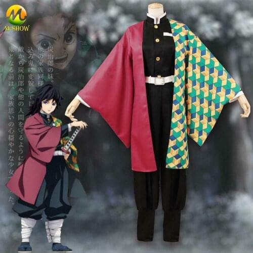 Demon Slayer Cosplay Tomioka Giyuu Costume Kimetsu no Yaiba Tomioka Cosplay Kimono Uniforms Halloween Outfits for Adult and Kids