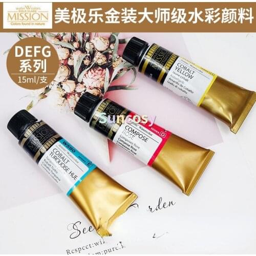 MIJELLO Mission Gold Class Pure Pigment Water Color Paint, Tube 15ml DEFG series Summary Single Color Painting Supplies